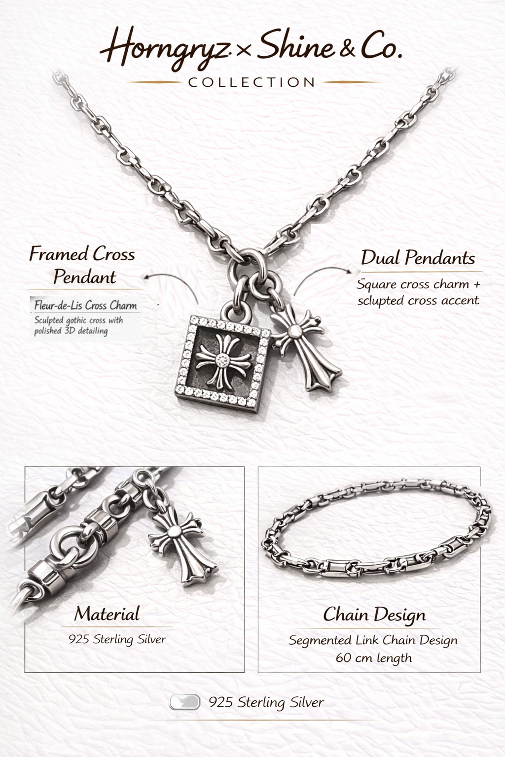 Tyson Tag Fleur Cross Necklace
