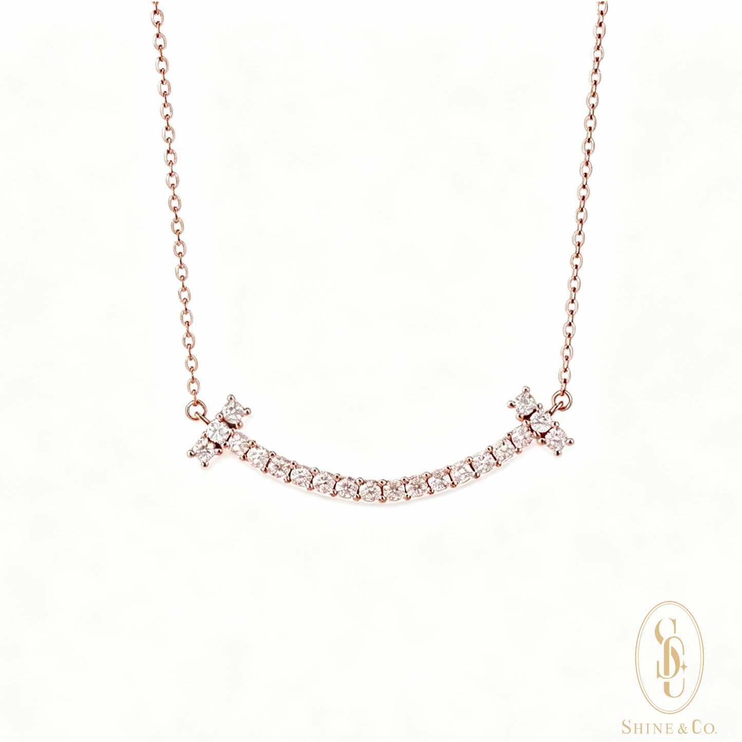 That T Smile Necklace - Premium Moissanite, 925 Sterling Silver