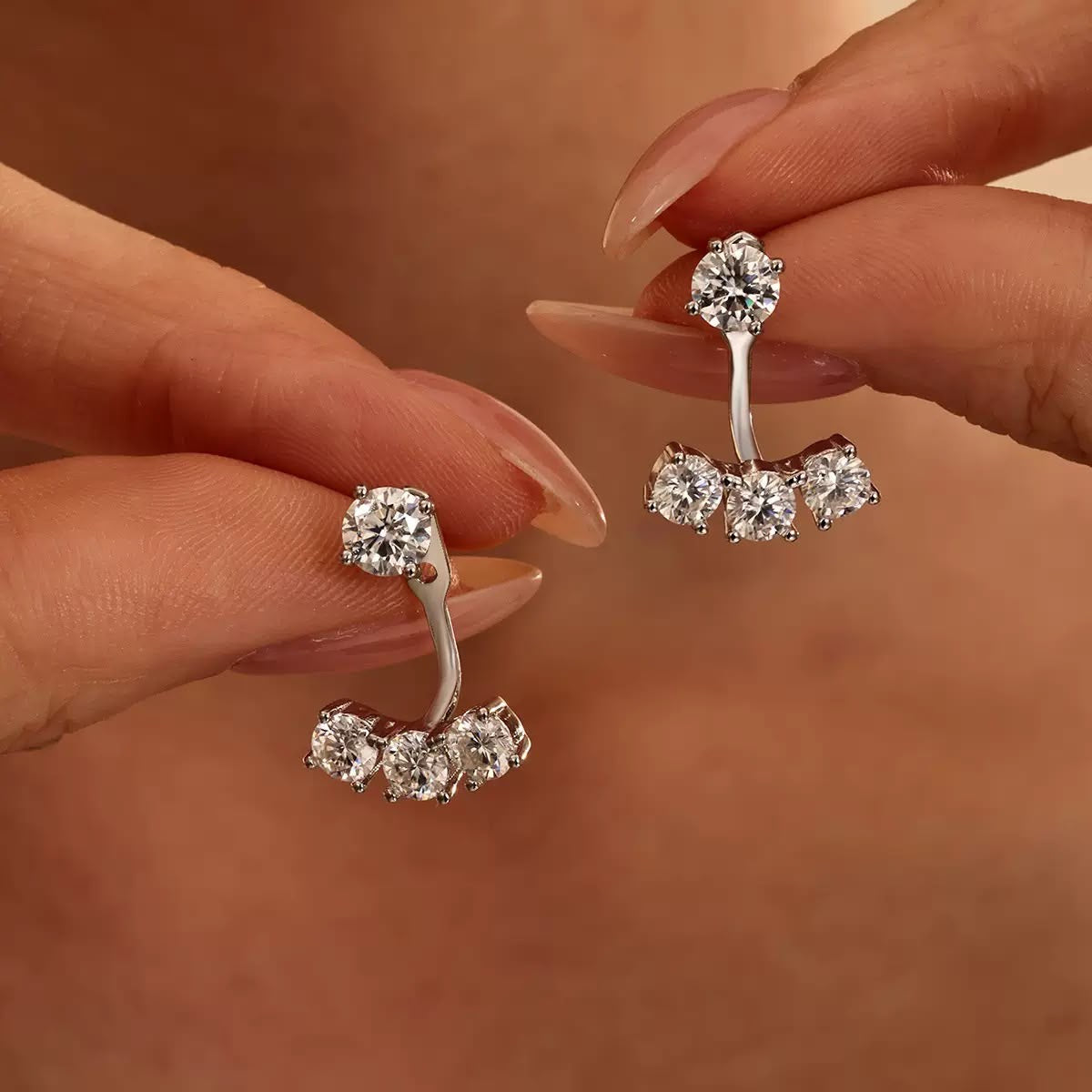 Joanna Detachable Trio Stone Earrings