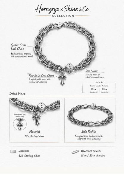 Eclipse Dice Fleur Cross Bracelet