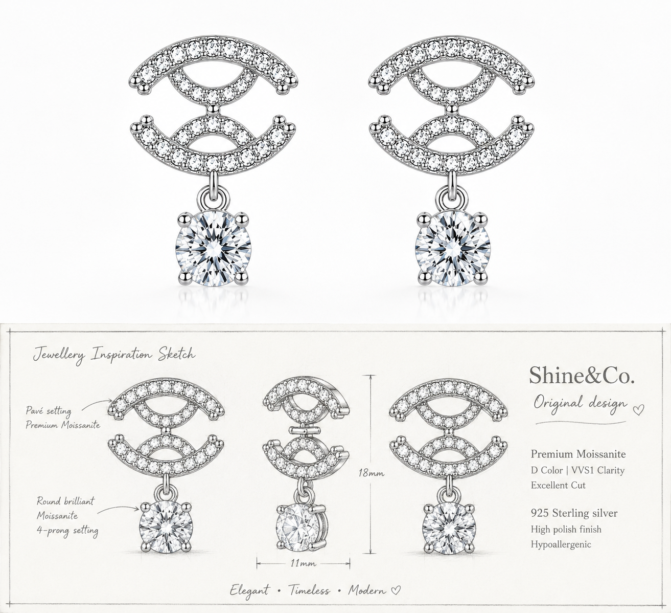 CC Drop Earrings