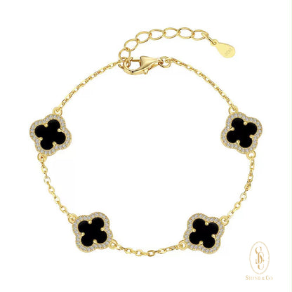 [PRE-ORDER] Black Agate Clover Bracelet