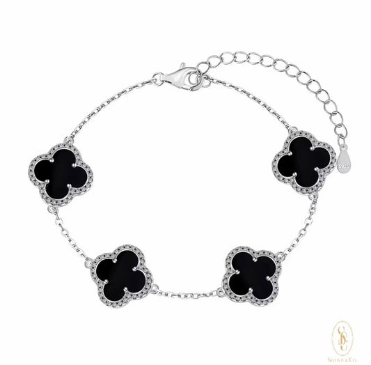 [PRE-ORDER] Black Agate Clover Bracelet