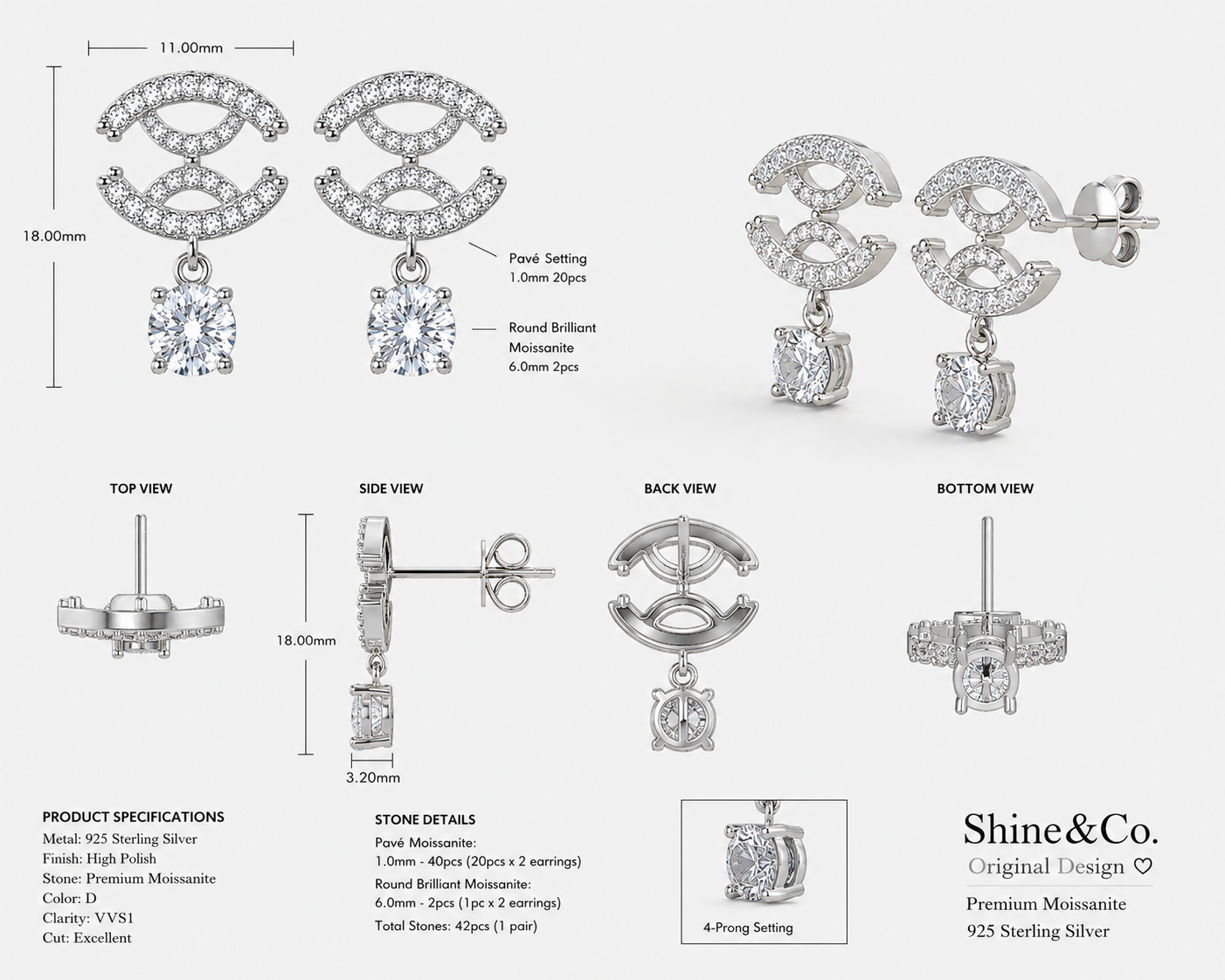 CC Drop Earrings