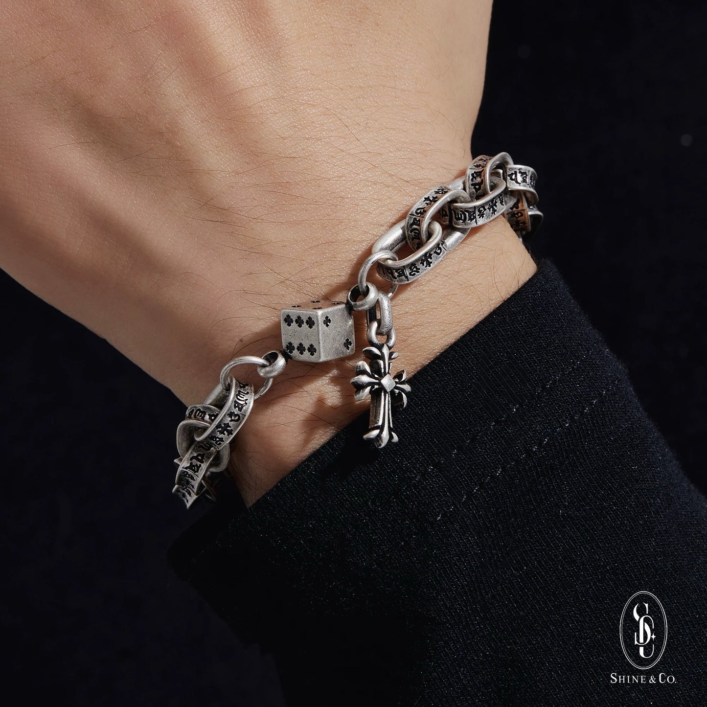 Eclipse Dice Fleur Cross Bracelet