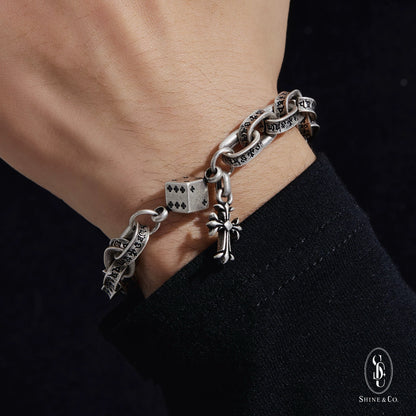 Eclipse Dice Fleur Cross Bracelet