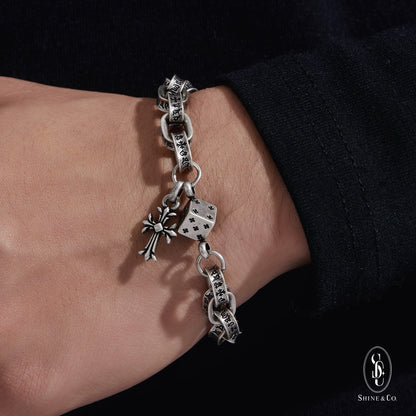 Eclipse Dice Fleur Cross Bracelet