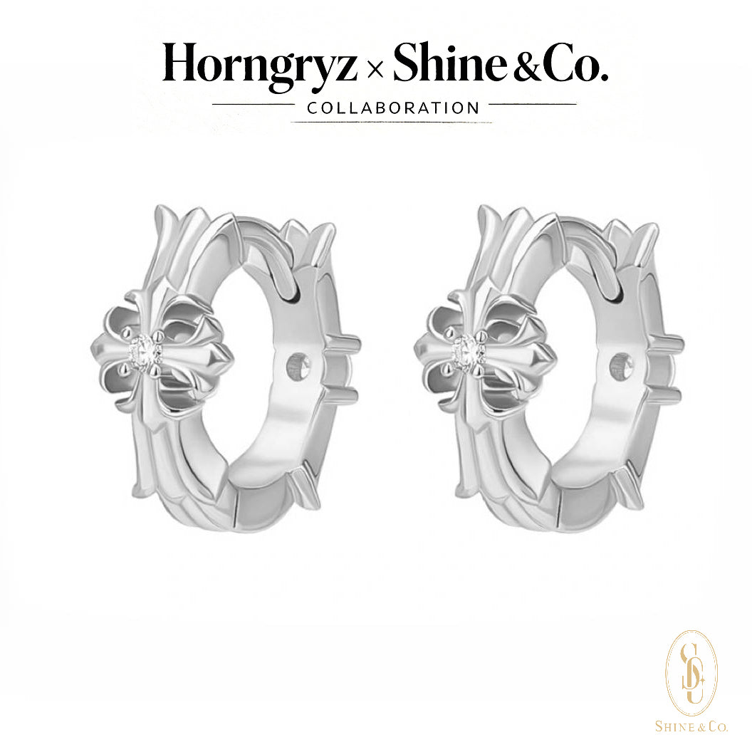 Titus Fleur Cross Hoop Huggies Earrings