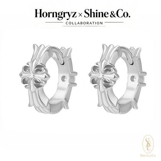 Titus Fleur Cross Hoop Huggies Earrings