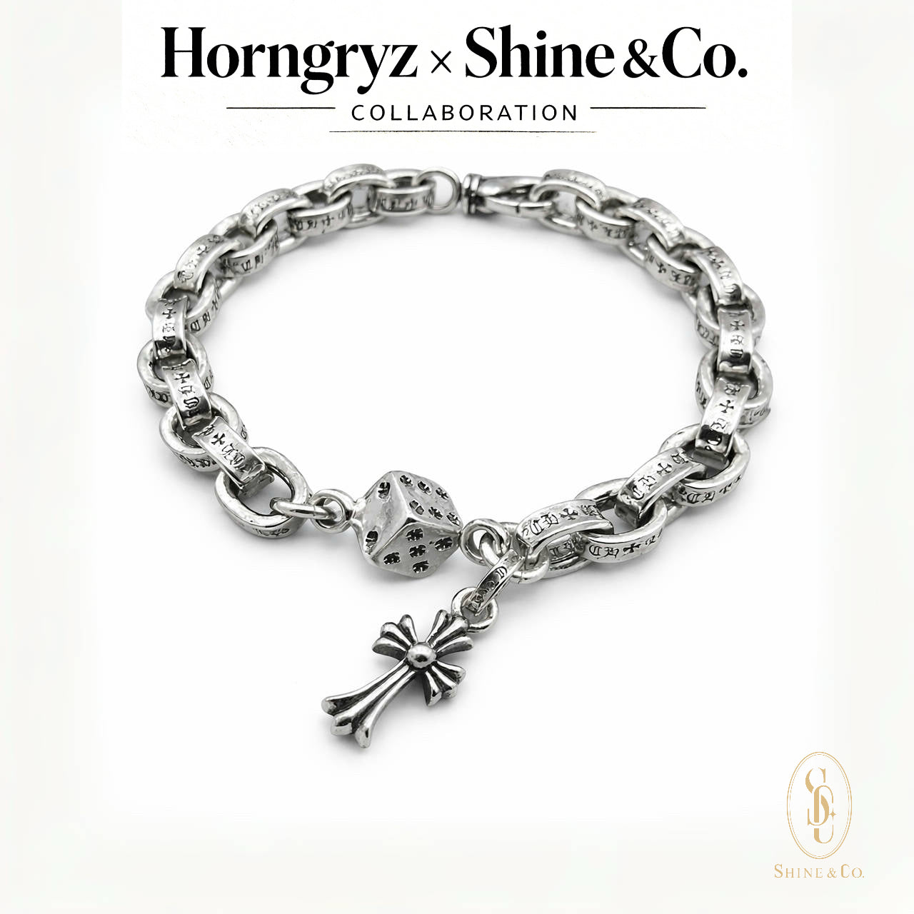 Eclipse Dice Fleur Cross Bracelet