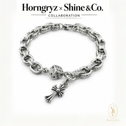 Eclipse Dice Fleur Cross Bracelet