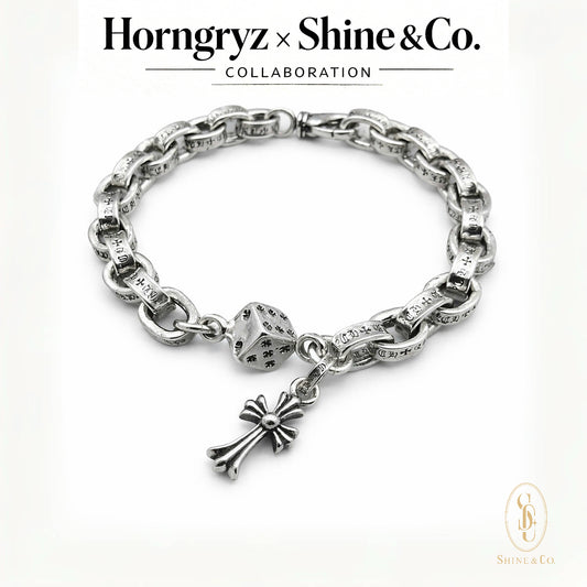 Eclipse Dice Fleur Cross Bracelet