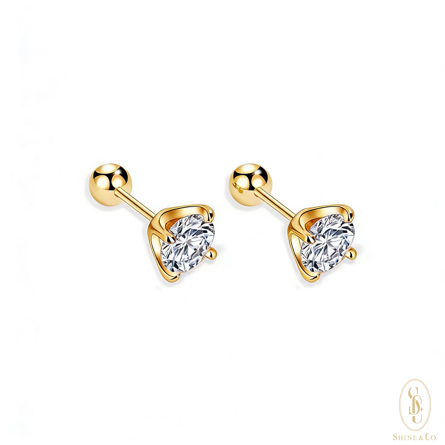 Solitaire Ball Backs Earrings