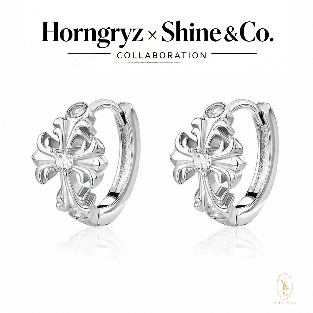 Titus Max Fleur Cross Hoop Huggies Earrings