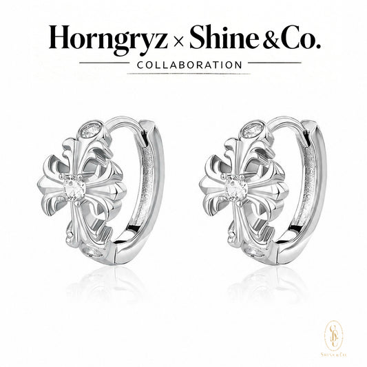 Titus Max Fleur Cross Hoop Huggies Earrings