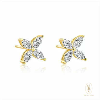 [CNY Edition] Flower Marquise Earrings - 18K Gold Plated