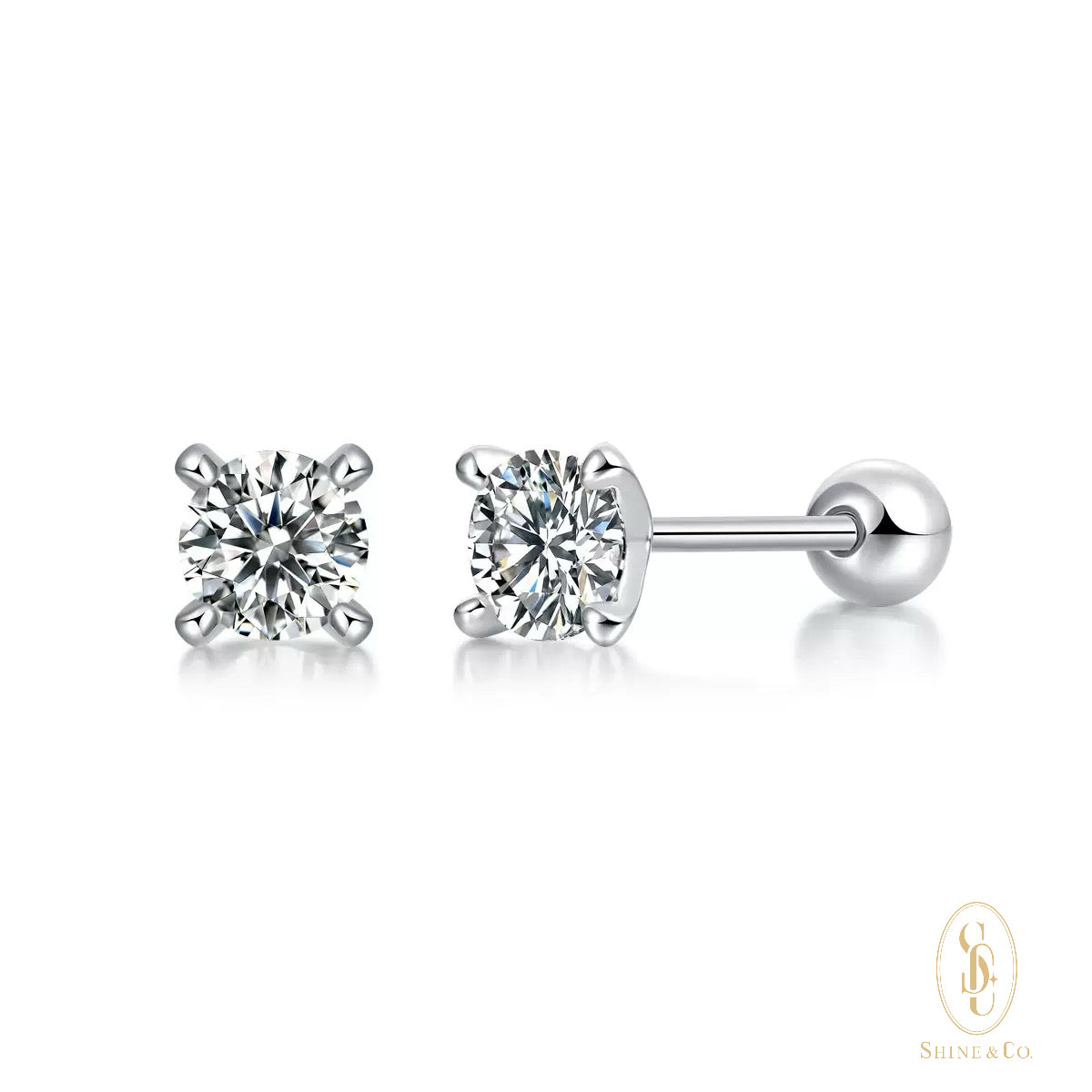 Solitaire Ball Backs Earrings