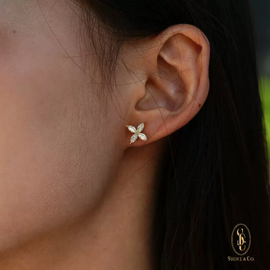 [CNY Edition] Flower Marquise Earrings - 18K Gold Plated