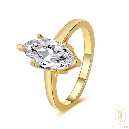 Marquise-Cut  Ring-18k gold plated