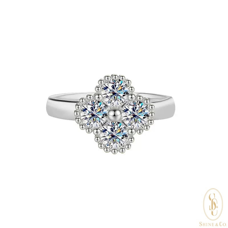 Clover Ring-White gold plated