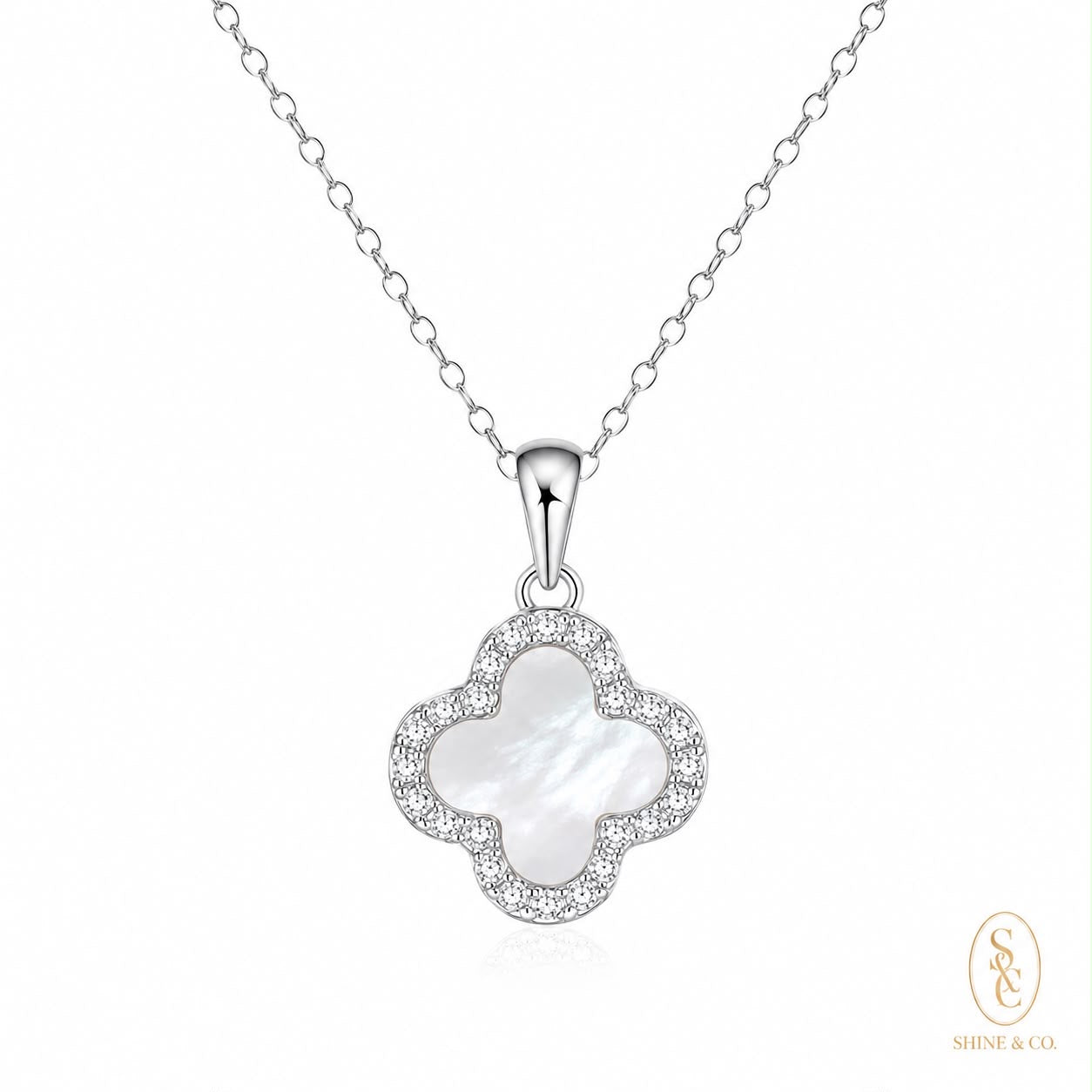 [NEW ARRIVAL] White Mother of Pearl Clover Necklace