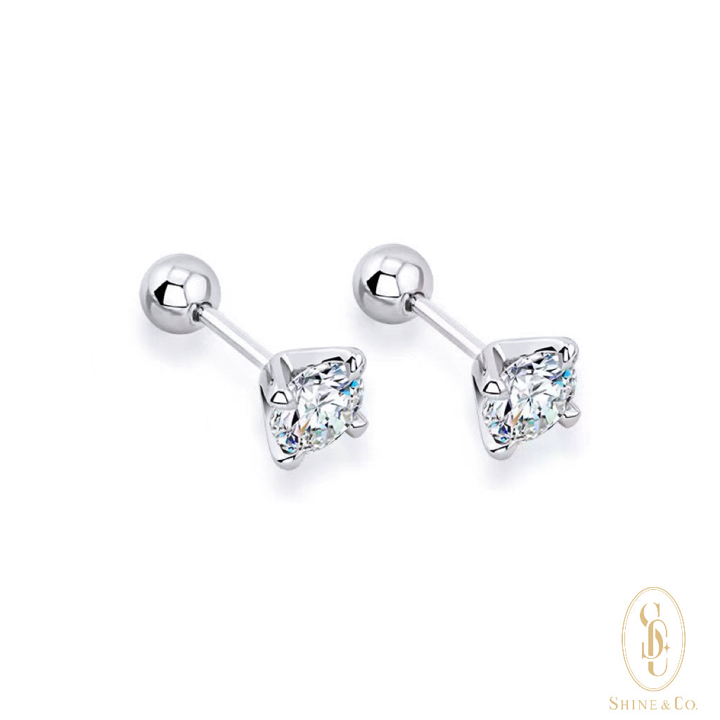 Solitaire Ball Backs Earrings