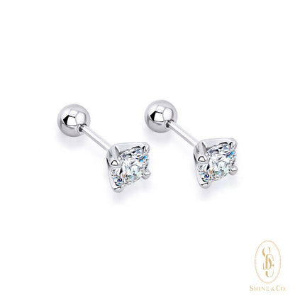 Solitaire Ball Backs Earrings