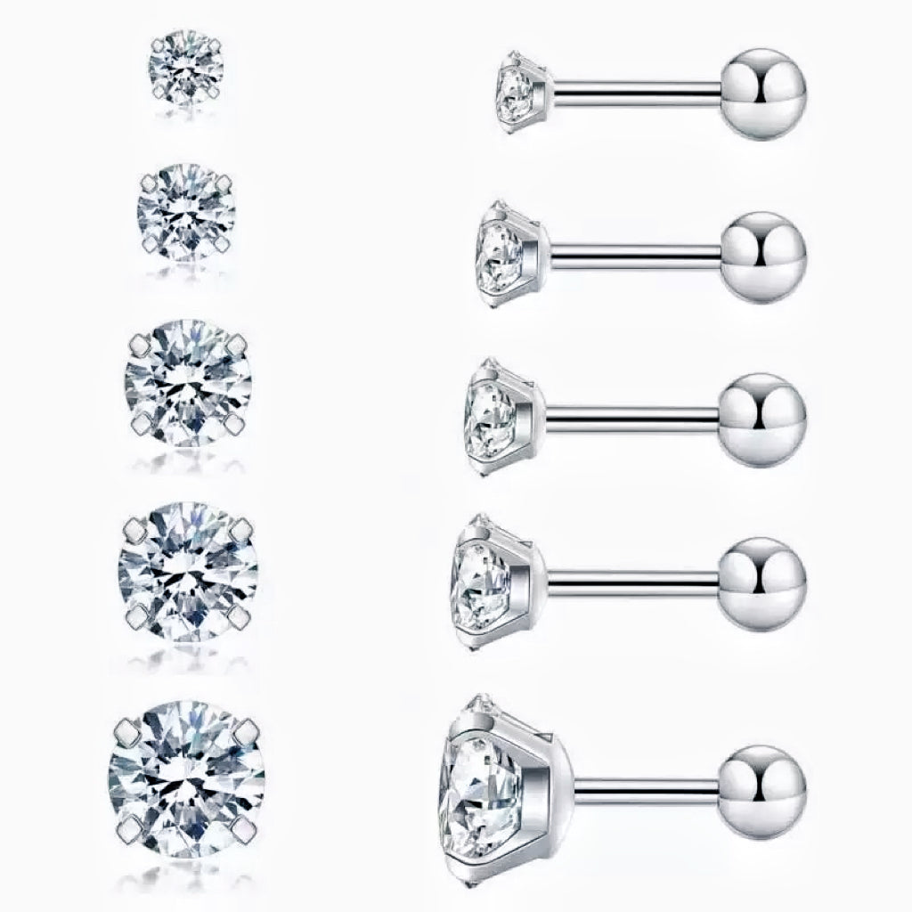 Solitaire Ball Backs Earrings