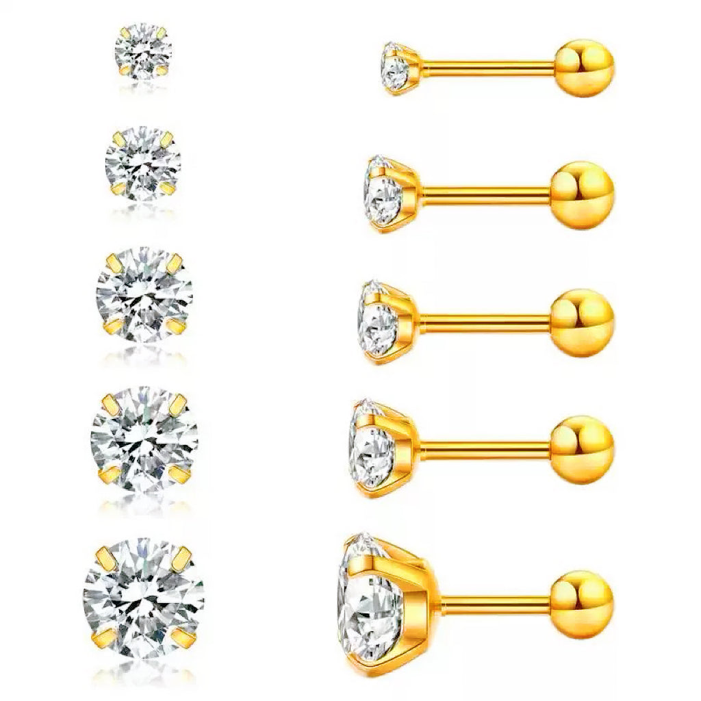 Solitaire Ball Backs Earrings