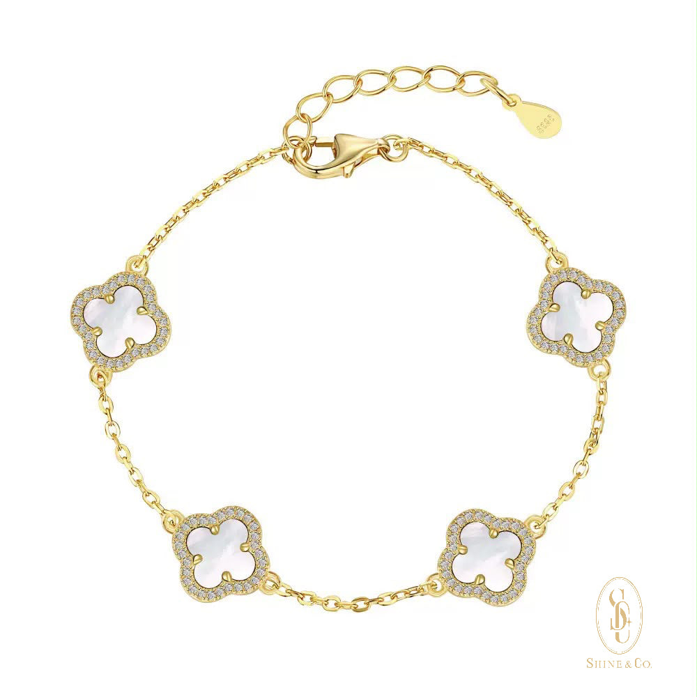 [PRE-ORDER] White Mother of Pearl Clover Bracelet
