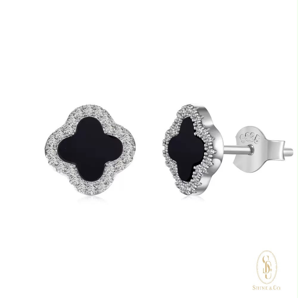 [PRE-ORDER] Black Agate Clover Earrings