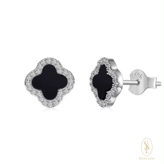 [PRE-ORDER] Black Agate Clover Earrings