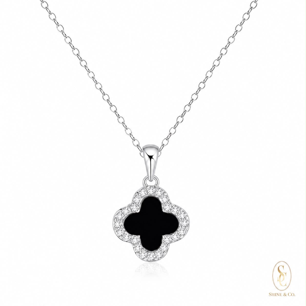 [PRE-ORDER] Black Agate Clover Necklace