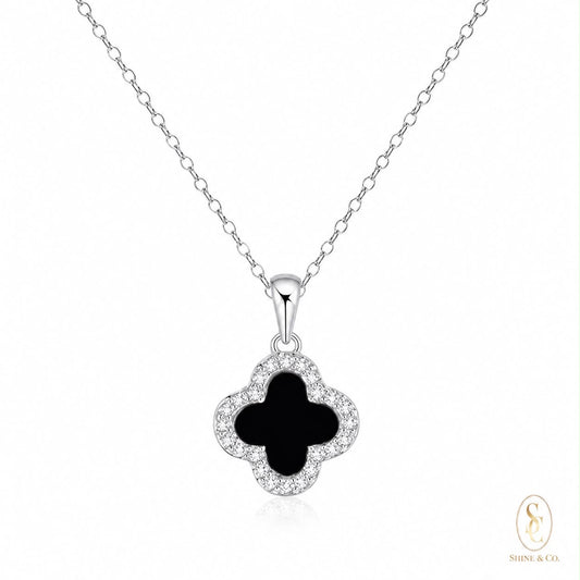 [PRE-ORDER] Black Agate Clover Necklace