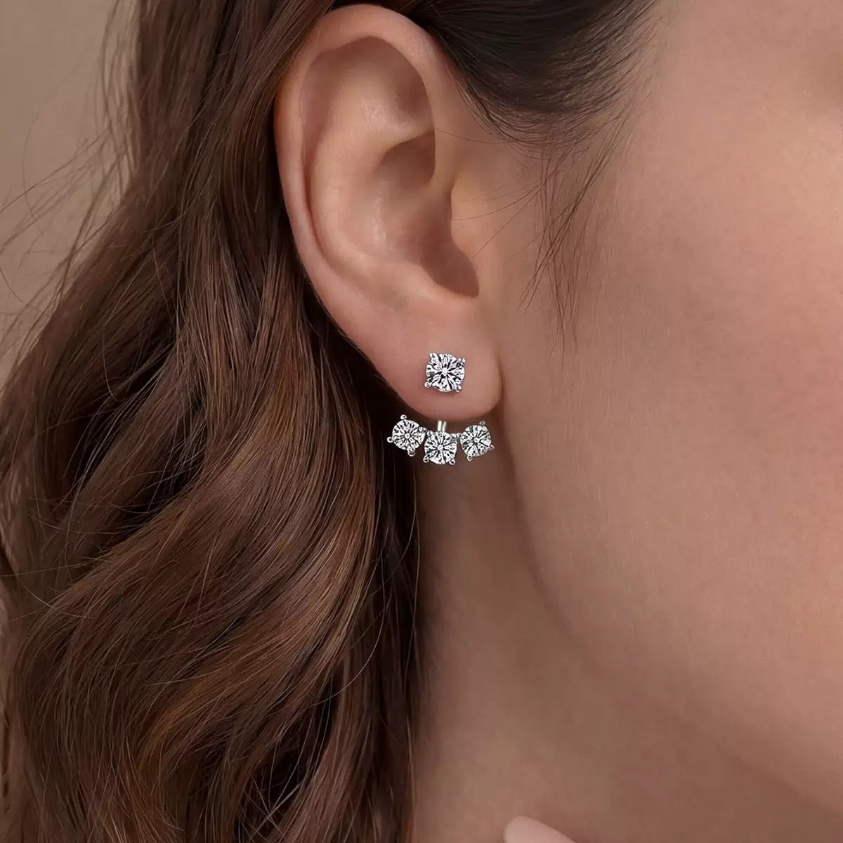 Joanna Detachable Trio Stone Earrings