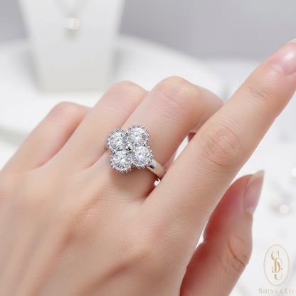 Clover Ring-White gold plated