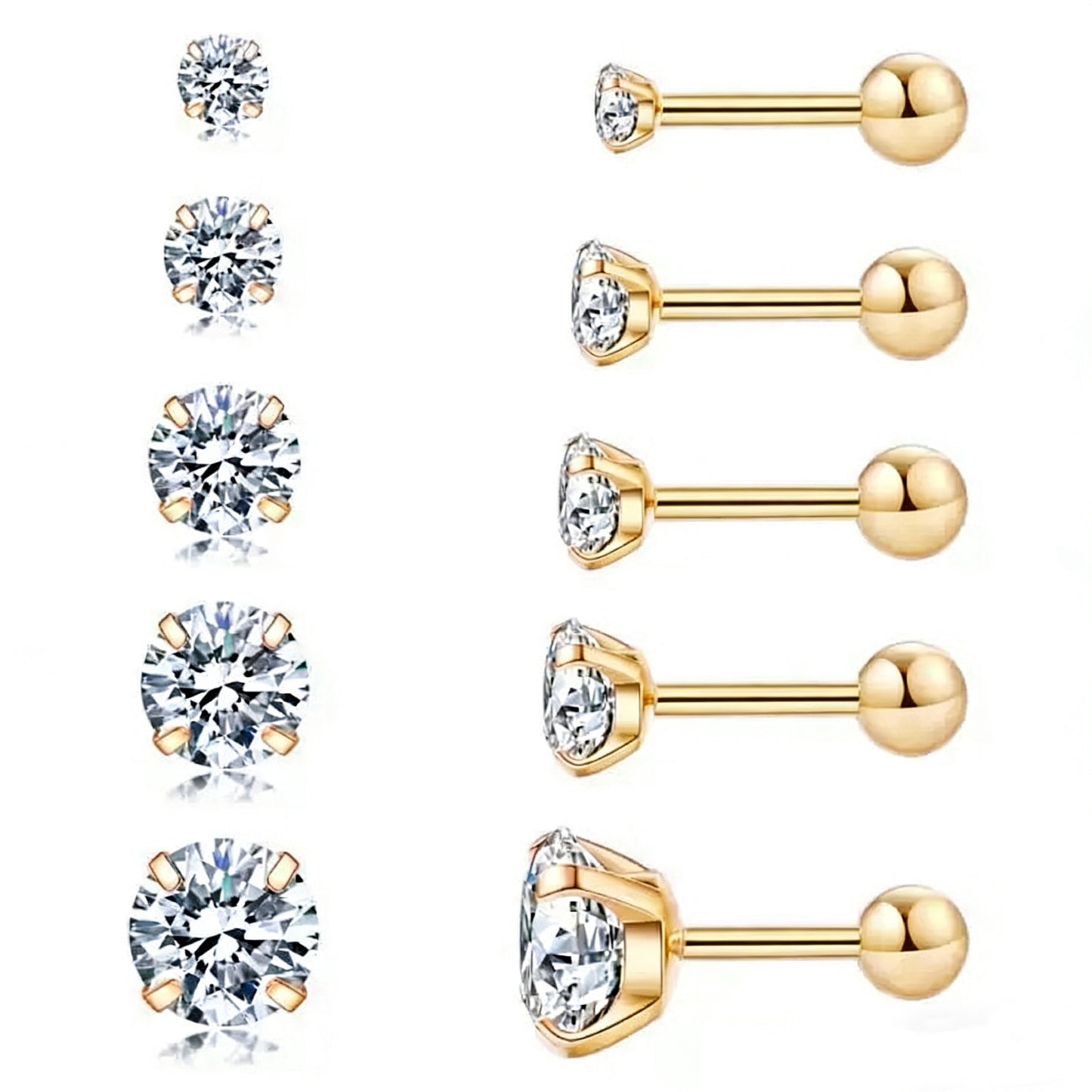 Solitaire Ball Backs Earrings